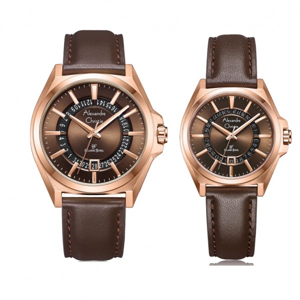 Alexandre Christie AC 8696 Rosegold Brown Couple